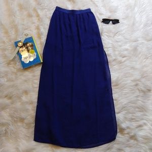 DIVIDED sapphire / cobalt blue sheer maxi skirt